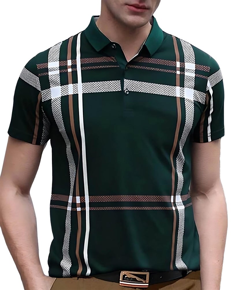AUSK Mens Polo Colorblock T Shirt Green - Image 5