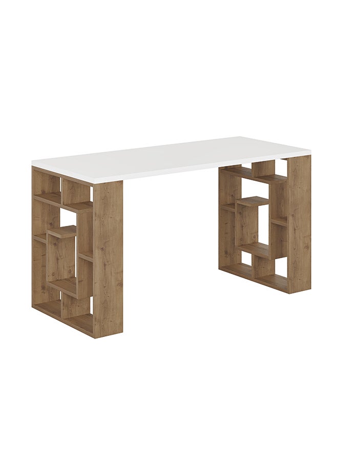 Mourah Home Labirent Working Table With Storage - White/Brown  - 2 Years Warranty - Image 4