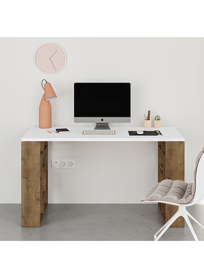 Mourah Home Labirent Working Table With Storage - White/Brown  - 2 Years Warranty - Image 2