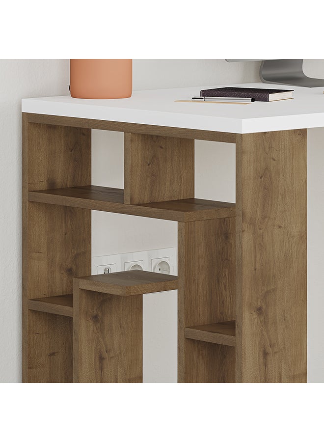 Mourah Home Labirent Working Table With Storage - White/Brown  - 2 Years Warranty - Image 3