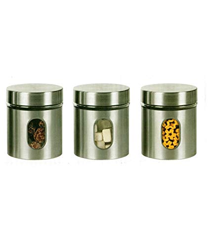 IndusBay® 400 ML, Glass Window Jar for Kitchen Storage Kitchen Storage Stainless Steel Cover Jars with Glass Window, Set of 3, Silver - Image 5