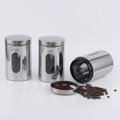 IndusBay® 400 ML, Glass Window Jar for Kitchen Storage Kitchen Storage Stainless Steel Cover Jars with Glass Window, Set of 3, Silver - Image 4