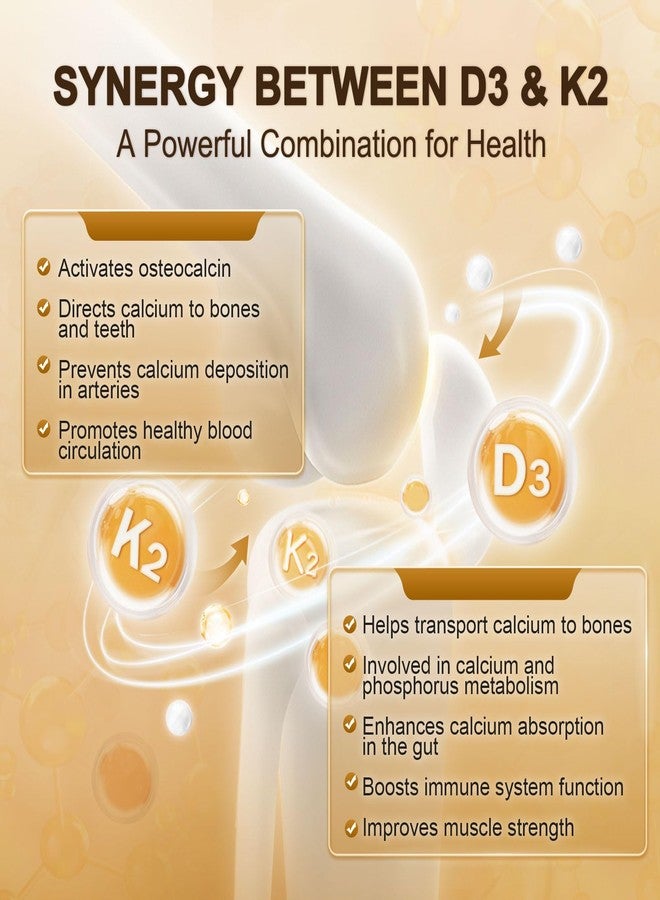 NATURE TARGET Vitamin D3 K2 with Calcium & Magnesium - Max Strength 4 in 1 Formula for Bone, Heart & Immune Support - Supplies 5000 IU Vitamin D3 & 120 mcg of Vitamin K2, 120 Count - Image 3