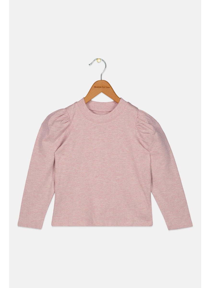 Joe's Toddlers Girl Crew Neck Long Sleeve Heather Top, Pink  - Image 1