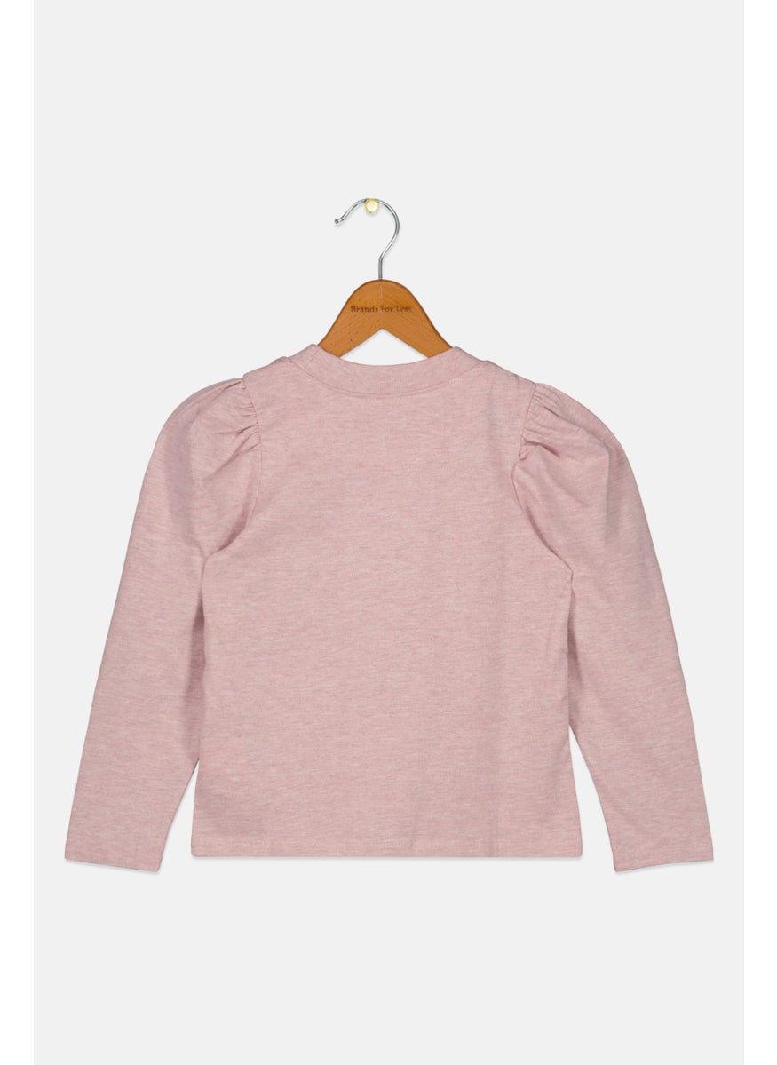 Joe's Toddlers Girl Crew Neck Long Sleeve Heather Top, Pink  - Image 2