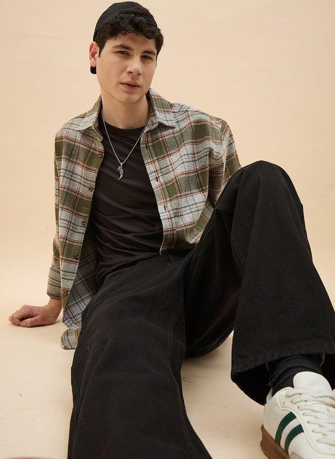 CHIMPAAANZEE Men Checked Oversized Casual Shirt - Image 1
