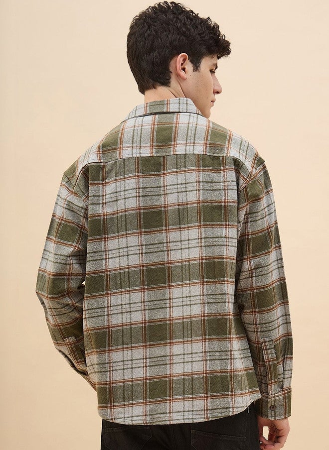 CHIMPAAANZEE Men Checked Oversized Casual Shirt - Image 3