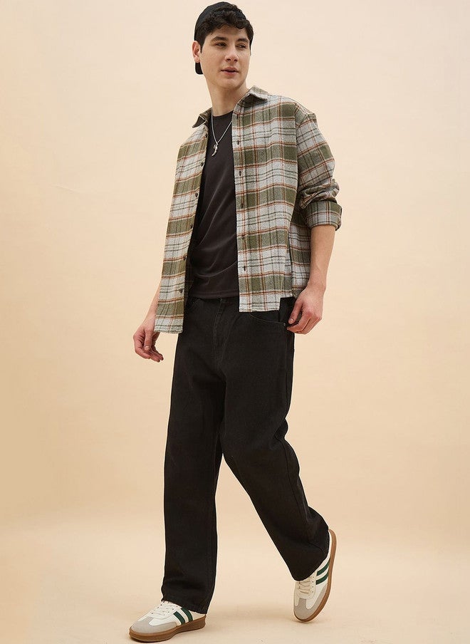 CHIMPAAANZEE Men Checked Oversized Casual Shirt - Image 2