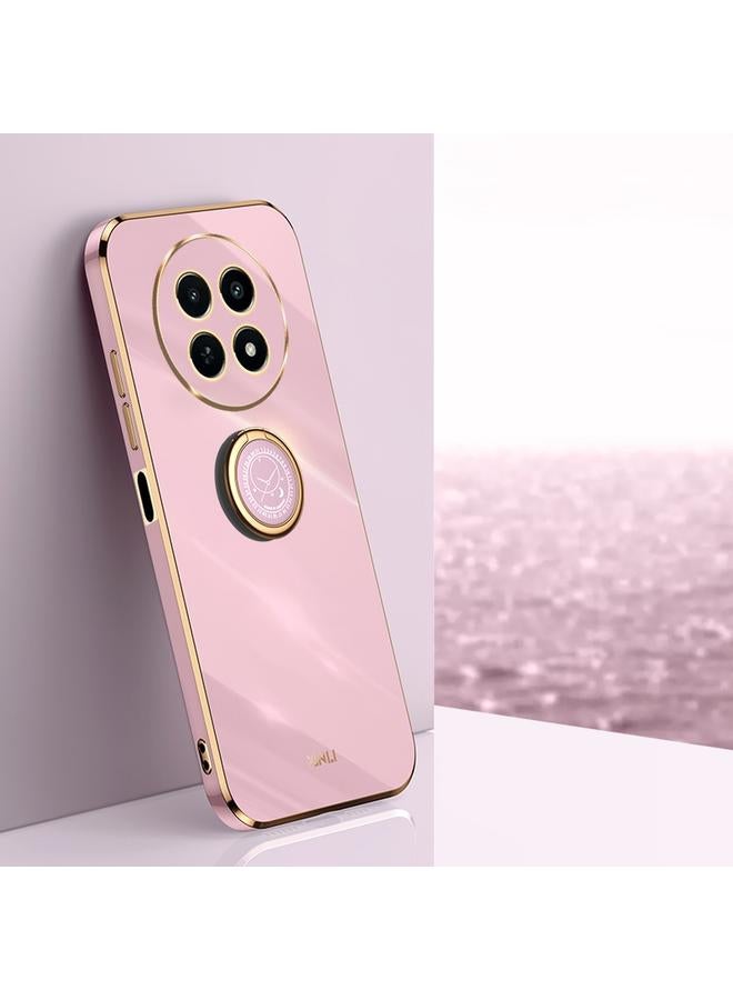 Case For Realme 12 5G Straight Edge 6D Electroplate TPU Phone Case with Ring Holder