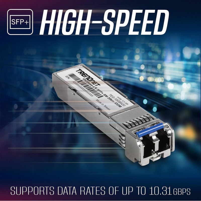 Trend Net SFP+ Single Mode LC Module (20km), TEG-10GBS20, NDAA TAA Compliant, Data Rates up to 10.31Gbps, EMI Design, Lifetime Protection - Image 4