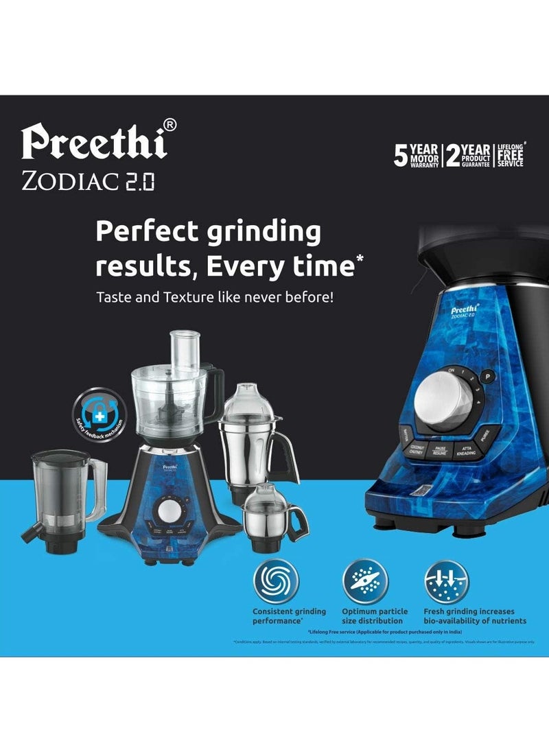 Generic - Preethi Zodiac 2.0 MG235 mixer grinder, 750 watt with 4 jars includes 3 In 1 insta fresh juicer Jar & Master chef food processor Jar (Black) - Image 1