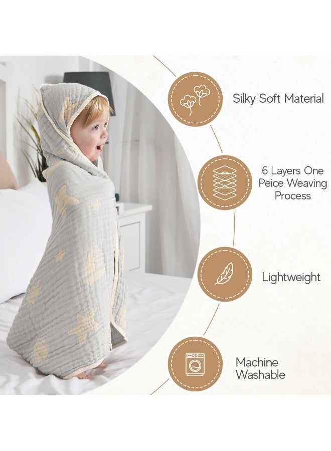 HardNok Ultra-Soft Muslin Baby Hooded Towel - 32 x 32 Inches, Ideal for Bath & Beach, Suitable for Both Boys & Girls - Image 2
