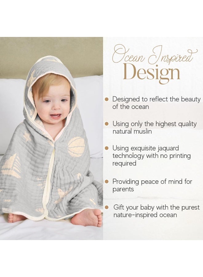 HardNok Ultra-Soft Muslin Baby Hooded Towel - 32 x 32 Inches, Ideal for Bath & Beach, Suitable for Both Boys & Girls - Image 3