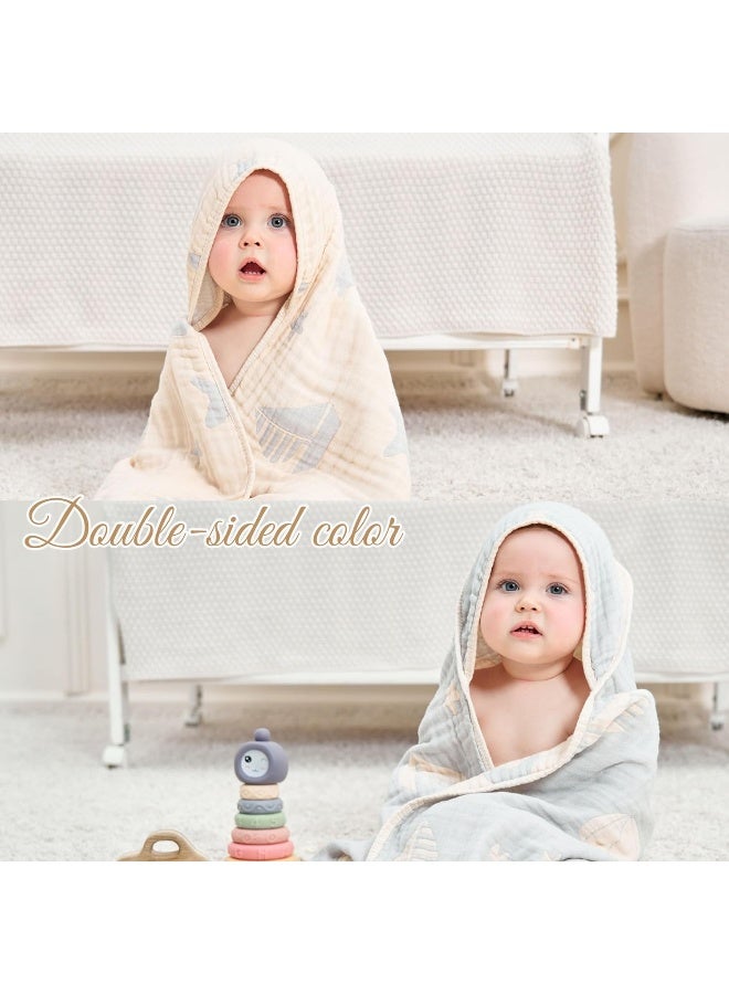 HardNok Ultra-Soft Muslin Baby Hooded Towel - 32 x 32 Inches, Ideal for Bath & Beach, Suitable for Both Boys & Girls - Image 4