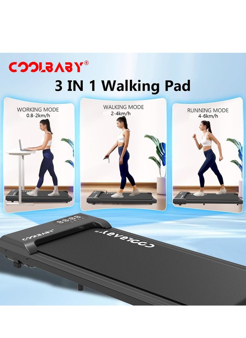 كول بيبي ستايل - جهاز المشي COOLBABY تحت المكتب، جهاز مشي هادئ 2 في 1 للمكتب والمنزل، جهاز مشي محمول للمكتب مع جهاز تحكم عن بعد، شاشة LED، سجادة للجري للمشي والركض، جهاز مشي تحت المكتب - Image 1