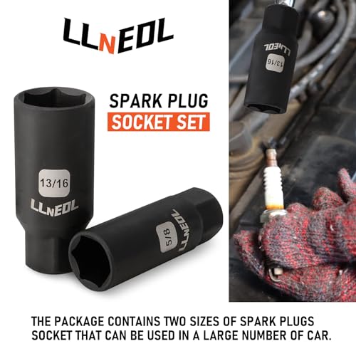 LLNEDL 3/8" Drive Impact Socket Set 95Pcs, Spark Plug Socket (5/8", 13/16"), 6 Point Metric & SAE from 5/16"- 3/4", 8-22mm, CR-V Deep & Shallow Kit with Quick Release Ratchet (72-Tooth) for Home & DIY - Image 5