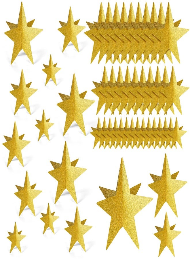 Sinload 45 Pcs 3D Star Centerpieces Movie Night Decorations for Table in 3 Size Hanging Supplies for Red Carpet Film Show Theme Birthday New Year Party First Day of School Table Decor(Gold) - Image 1
