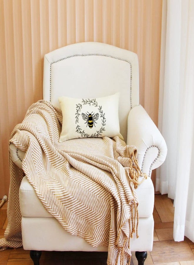 Ogiselestyle Bee Lumbar Pillow Covers, 12 x 20 Inch Farmhouse Spring Summer Cushion Case Decoration for Sofa Couch - Image 4