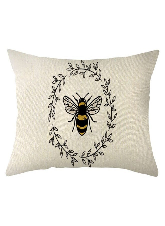 Ogiselestyle Bee Lumbar Pillow Covers, 12 x 20 Inch Farmhouse Spring Summer Cushion Case Decoration for Sofa Couch - Image 1