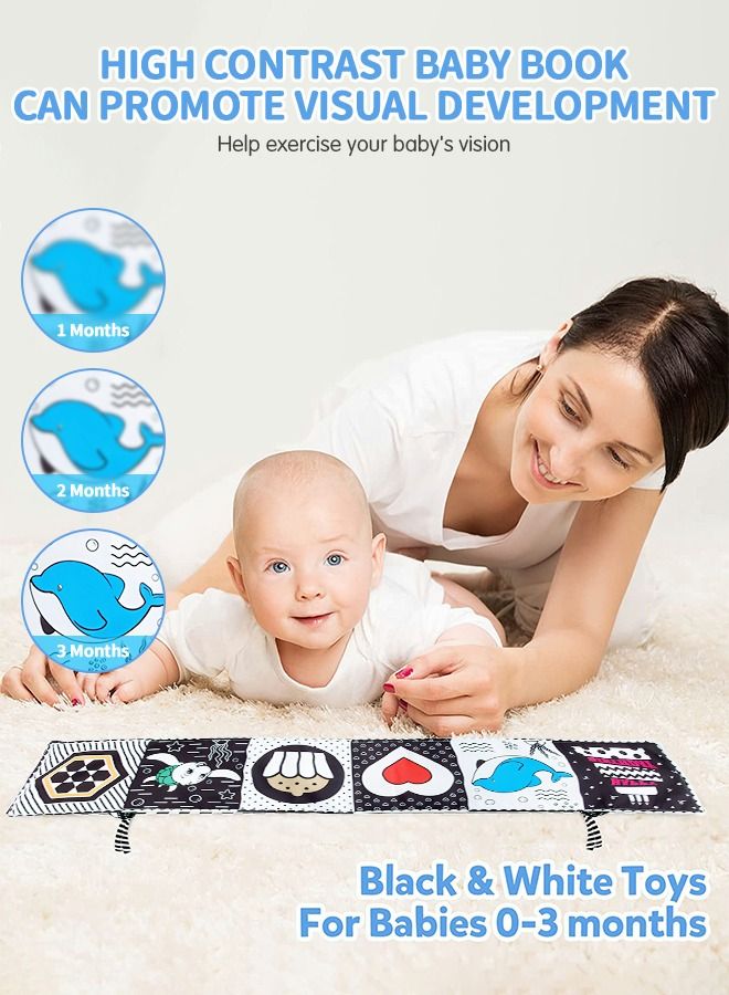 GROIC Black and White High Contrast Soft Book Sensory Baby Toys, Infant Tummy Time Cloth Crib Folding Educational Activity Newborn Toys - Image 3