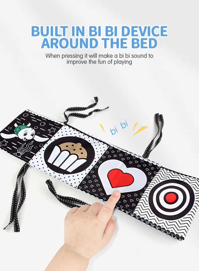 GROIC Black and White High Contrast Soft Book Sensory Baby Toys, Infant Tummy Time Cloth Crib Folding Educational Activity Newborn Toys - Image 4