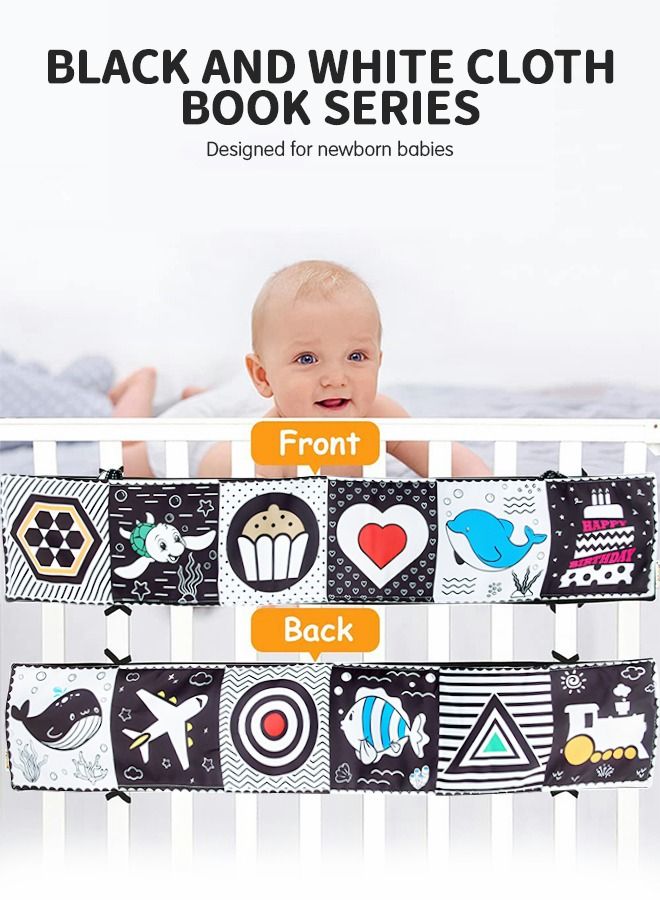 GROIC Black and White High Contrast Soft Book Sensory Baby Toys, Infant Tummy Time Cloth Crib Folding Educational Activity Newborn Toys - Image 2