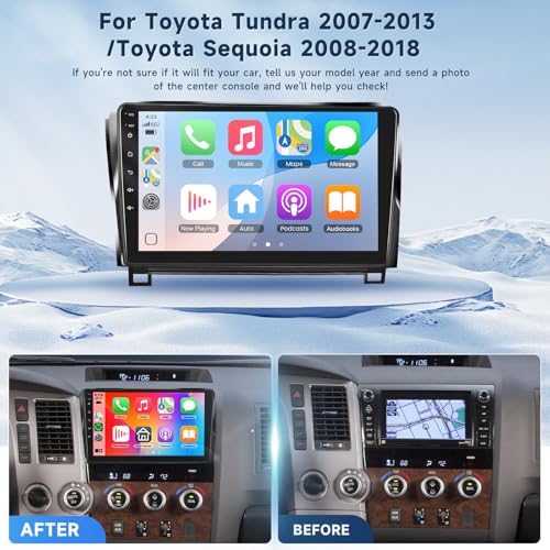 VECHTEL 2G+64G Android 15 Car Stereo for Car Radio for Toyota Tundra 2007-2013 & Toyota Sequoia 2008-2018 Wireless Carplay Android Auto, 10.1 Inch Touch Screen GPS/WiFi/Bluetooth/SWC/Backup Camera - Image 2