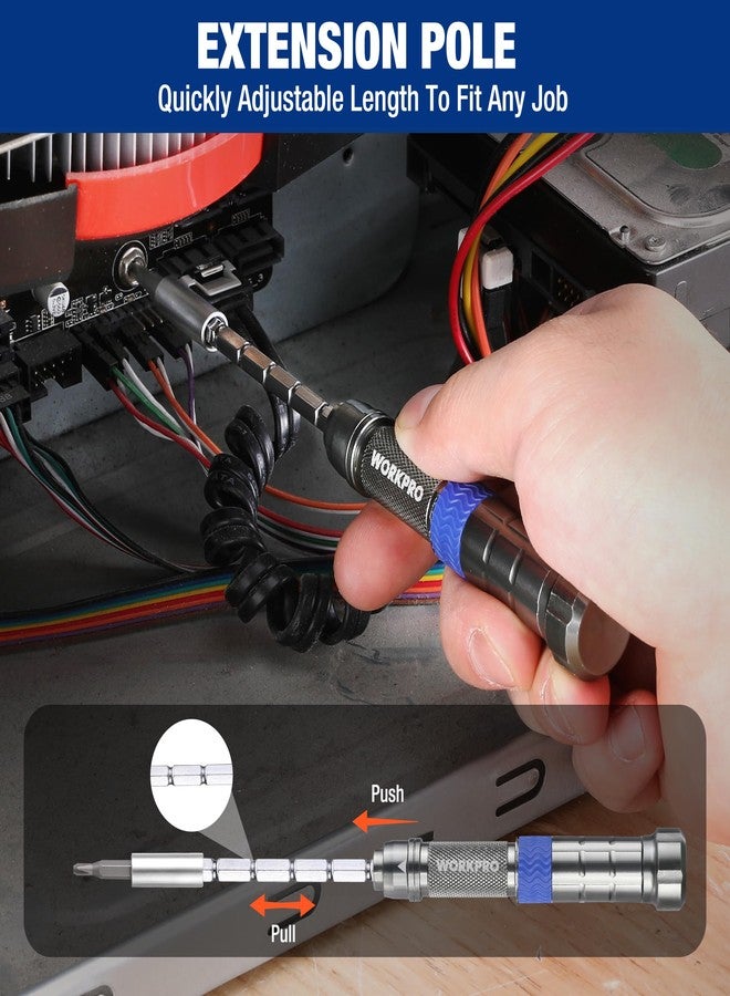 WORKPRO 24 in 1 Small Screwdriver Set with Extendable Pole, Magnetic Mini Repair Tool Kit for Phone, Computer, Watch, Laptop, Macbook, Ring Doorbell, Eyeglass, Electronic - Image 4