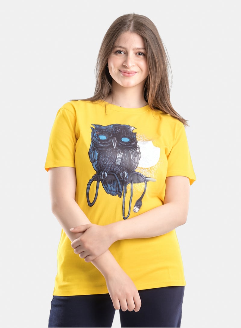 OWL T-shirt 'mysterious Owl' Yellow - Image 1