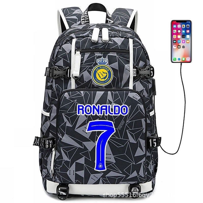 Football Star Backpack for Kids & Adults - Large Capacity Sports Backpack with USB Port, Waterproof Oxford Fabric, Breathable & Durable, Ideal for Soccer, Basketball, Gym, Travel