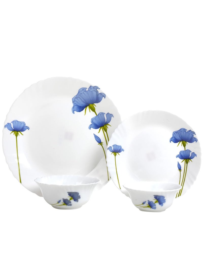 Cello Opal Dinner Set, 16 Pieces - Charming Blossom Design, Durable Opal Construction, Microwave-Safe, Versatile for Every Occasion - Multi-Colour  - Image 2