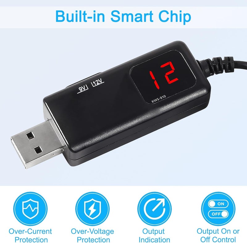 MELIFE محول USB لزيادة الجهد DC 5V إلى 9V 12V كابل USB إلى DC 55 × 21 مم 35 × 135 مم 1A محول طاقة مع شاشة LED - Image 2