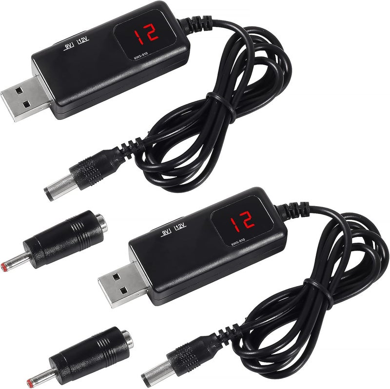 MELIFE محول USB لزيادة الجهد DC 5V إلى 9V 12V كابل USB إلى DC 55 × 21 مم 35 × 135 مم 1A محول طاقة مع شاشة LED - Image 1