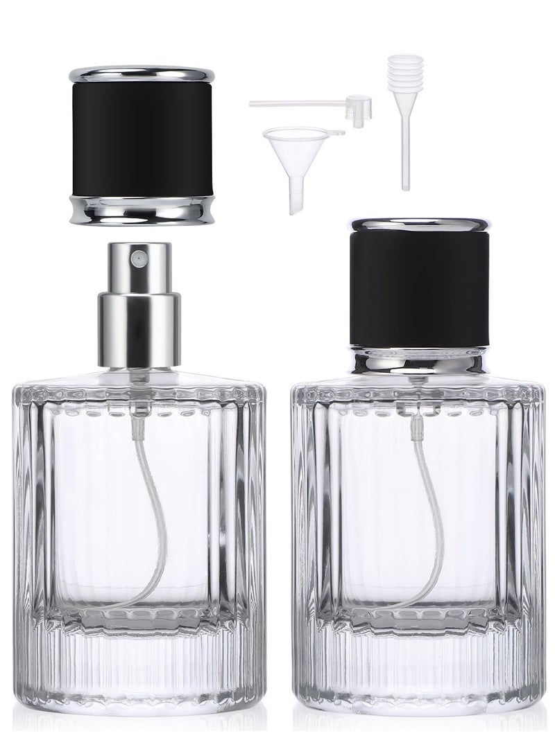 SOLARAE 50ml Refillable Perfume Bottle Travel, 2 Pack Vintage Empty Glass Spray Bottles Atomizer, Empty Cologne Spray Bottle, Replacement Perfume Bottles for Women Men - Image 1