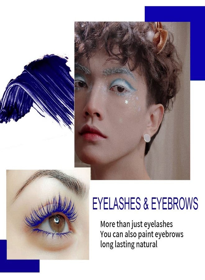 Easilydays Colored Waterproof Mascara for Eyelashes, 6 Color Colorful Mascara Long Lasting Thick Mascara Rainbow Color Fiber Charming Mascara Makeup, Cosplay Brown White Black Pink Purple Blue Eye Lashes Party Stage Use (#04 Blue) - Image 4
