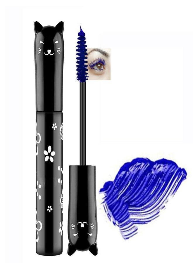 Easilydays Colored Waterproof Mascara for Eyelashes, 6 Color Colorful Mascara Long Lasting Thick Mascara Rainbow Color Fiber Charming Mascara Makeup, Cosplay Brown White Black Pink Purple Blue Eye Lashes Party Stage Use (#04 Blue) - Image 1
