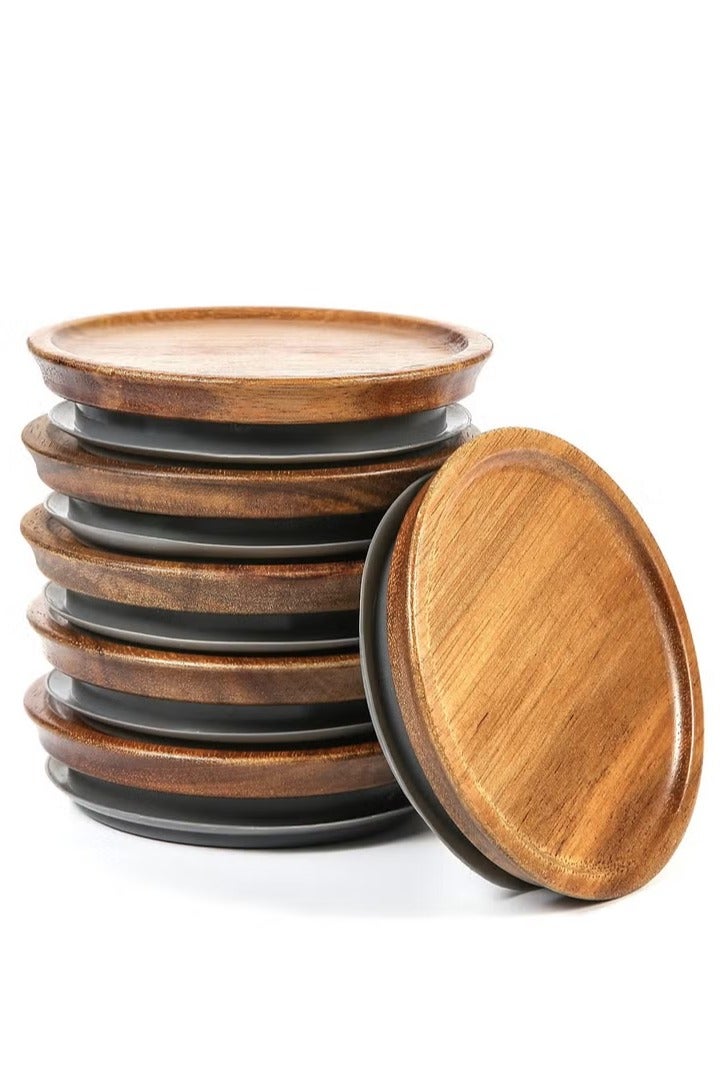 6pcs Wooden Jar Lids Natural Bamboo Wood Reusable Ball Wooden Lids for Airtight Regular Mouth Jars