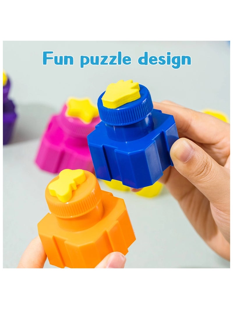 Deli 12-Piece Super Washable Finger Paint With Stamps Multicolour - Image 2