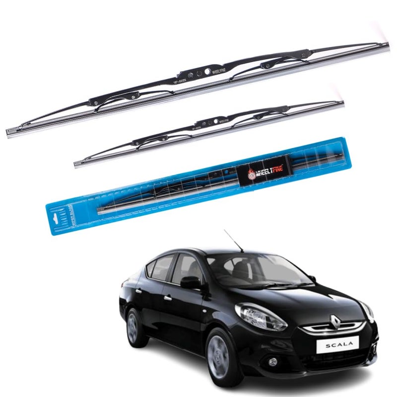 Wheelyfine Car Wiper Blades | Metal Frame | Water Repellent Windshield Wipers | Blade Refills (Renault Scala (2012 Onwards) Dr 21"/Pa 14") - Image 1