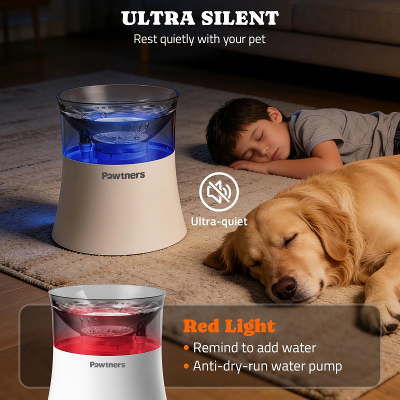 Pawtners Dog Water Fountain with Vortex Filtration Design, 3.5L/123oz Elevated Dog Water Bowl for Large Medium Dogs & Cats - Image 5