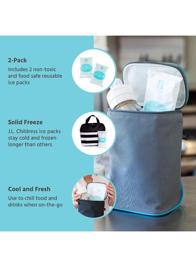 J.L. Childress J.L. Childress Reusable Ice Packs, Perfect for Breastmilk, Baby Bottle Bags, and Lunch Bags, Food Safe, 2-Pack, 6.5" x 4.75", White  - Image 2