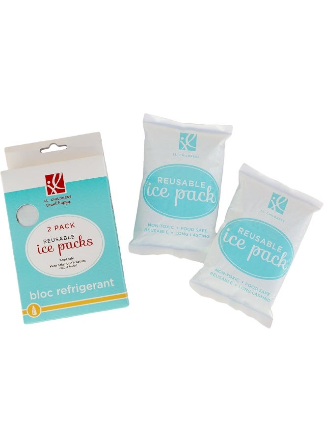 J.L. Childress J.L. Childress Reusable Ice Packs, Perfect for Breastmilk, Baby Bottle Bags, and Lunch Bags, Food Safe, 2-Pack, 6.5" x 4.75", White  - Image 1