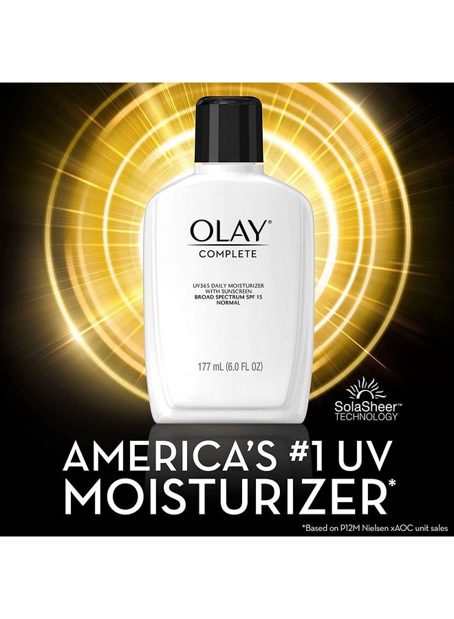 مرطب الوجه الكامل طوال اليوم، مرطب يومي للوجه بعامل حماية من الشمس 15 للبشرة العادية والترطيب، خالٍ من الزيوت وغير دهني، 6 أونصة سائلة (عبوة من قطعتين)