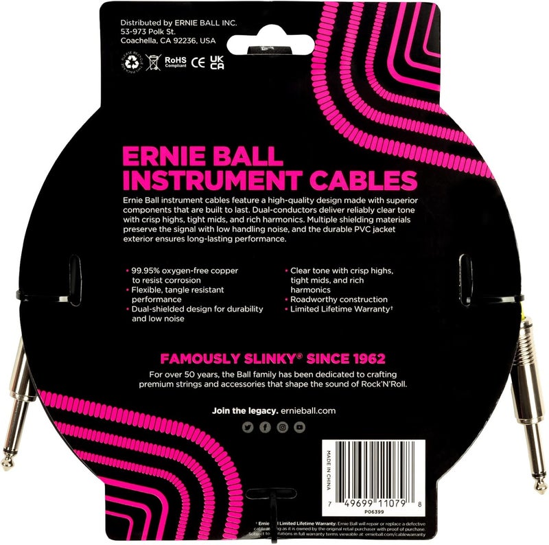 Ernie Ball 15ft Instrument Cable - Black - Image 2