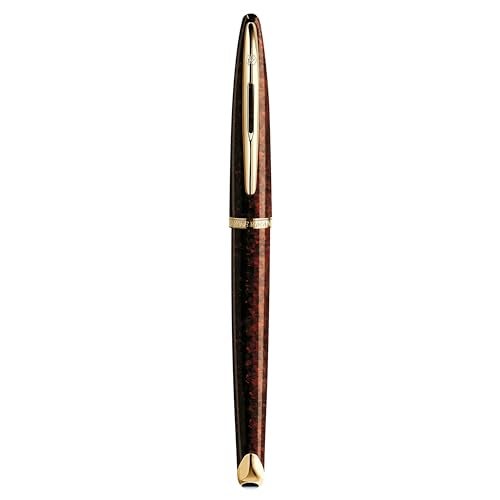 Waterman Carène Marine Amber Fountain Pen | Gloss Brown & Black with 23k Gold Clip | Medium Nib with Blue Ink Cartridge | Gift Box - Image 5