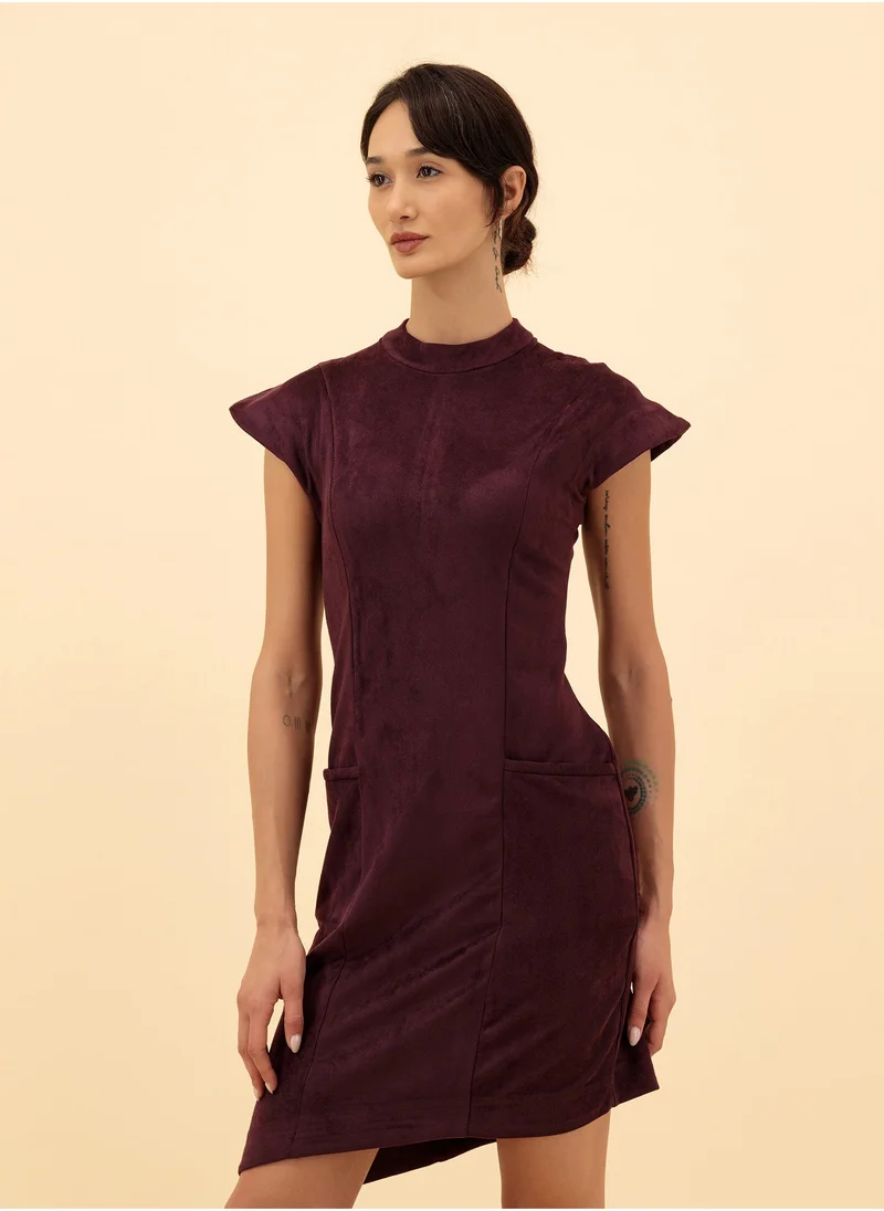 ZINALI Burgundy Fitted Dress