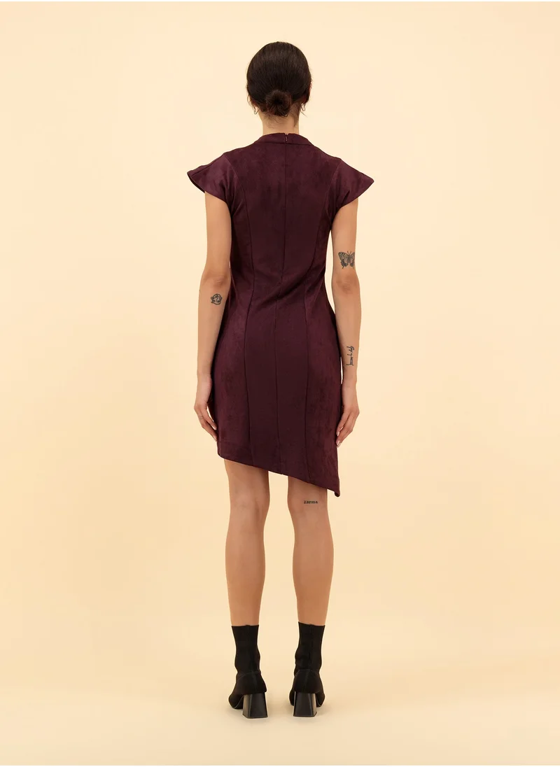 ZINALI Asymmetric Suede Dress