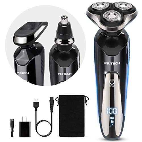 pritech Electric Razor for Men - Rechargeable Electric Shaver for Men, Waterproof Wet Dry Cordless Razor with Nose Hair Trimmer and Sideburns Trimmer - Image 1