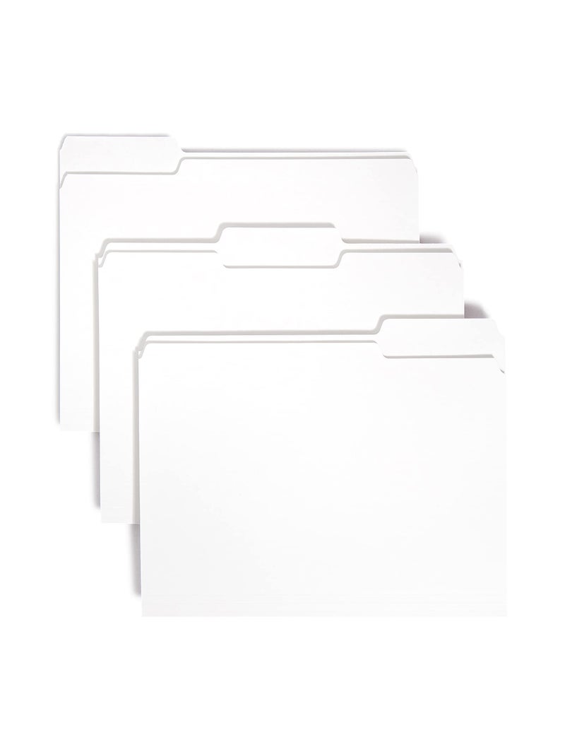 Smead Colored File Folder, 1/3-Cut Tab, Letter Size, White, 100 per Box (12843) - Image 1