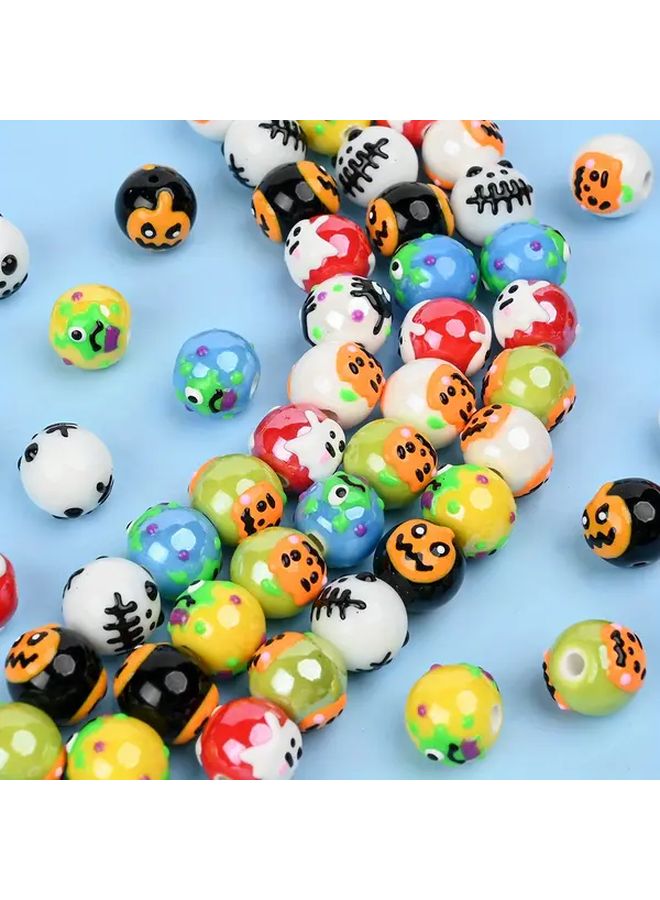 خرز زجاجي لهالوين يقطين يدوي مرسوم باليد خفاش عنكبوت ديكور حرف يدوية - Image 2